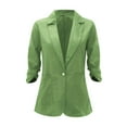thumbnail image 4 of Women's Blazers & Suit Jackets Clothing 2025!Linen Suit Jackets Women Casual 3/4 Stretchy Ruched Sleeve Lightweight Work Office Jacket With Pockets, 4 of 9