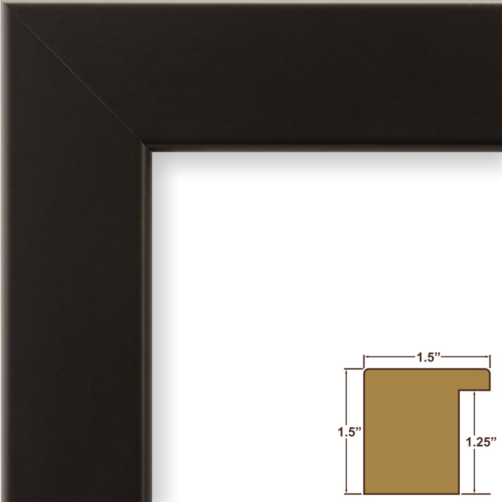 Craig Frames Flat 1.25" Wide Modern Satin Black Photo Frames & Poster Frames 