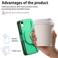 thumbnail image 2 of 2 in 1 Wallet Case for Apple iPhone XR, Detachable Magnetic Back Cover Cards Slots Zipper Pocket Ring Holder Magnetic Closure Protective Drop Proof Case Cover for Women Men,Green, 2 of 11