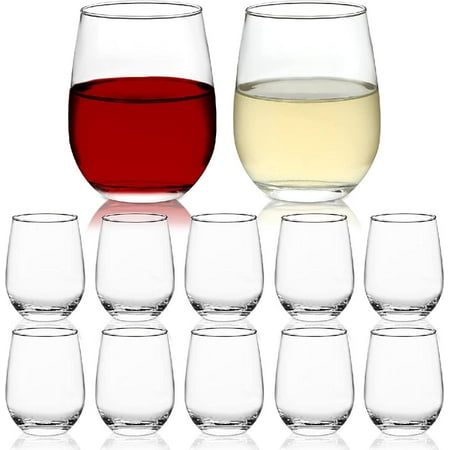 

Elegant Glass Stemless Wine Glasses for Red or White Wine Heavy Base Ideal For Cocktails & Scotch Perfect For Homes & Bars 15 oz Set of 12