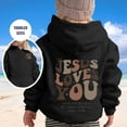 thumbnail image 2 of WRTFVZA Oversized Hoodies for Teen Girls, Jesus Loves You Letter Graphic Printed Pullover Tops Hoodie Sweatshirts (Big & Tall, Black, 10-11 Years), 2 of 4