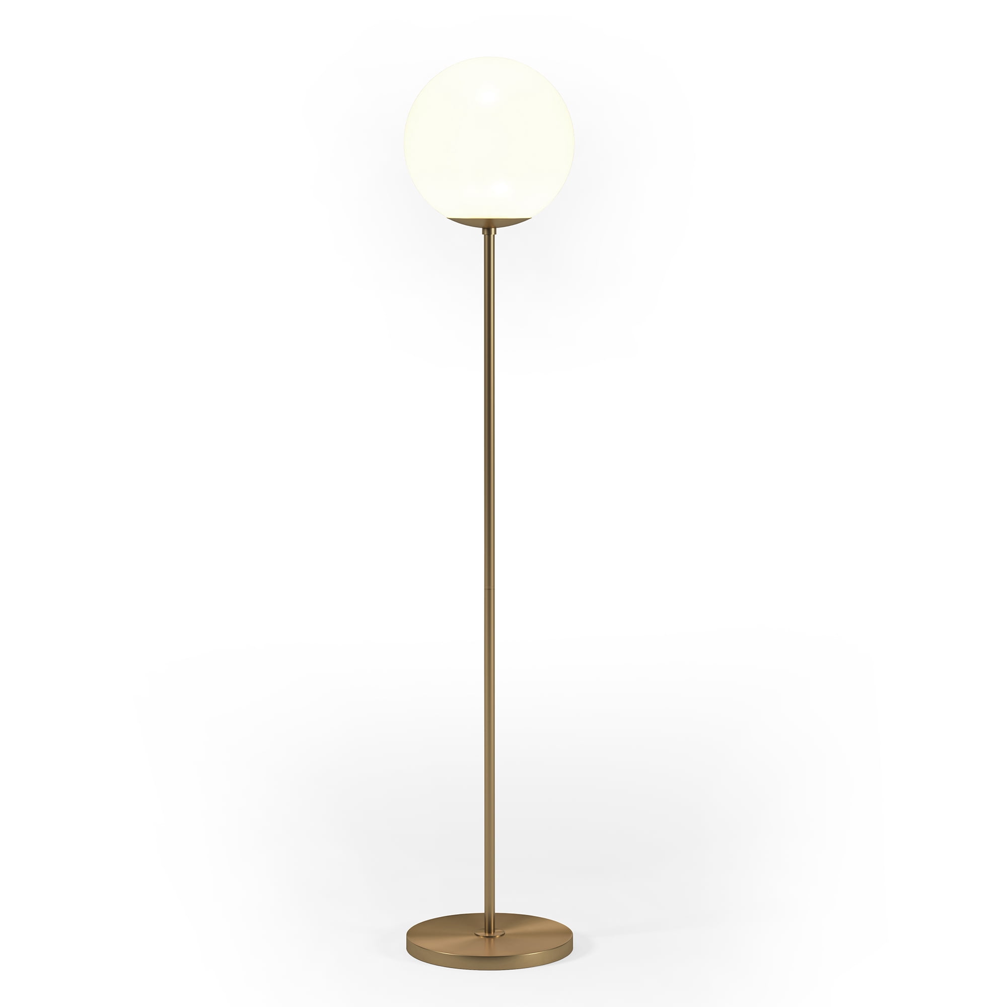 Evelyn&Zoe Theia Globe & Stem Floor Lamp with Plastic shade in Brass/White