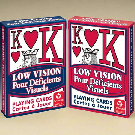 Carta Mundi Low Vision Playing Cards, Extra Large Graphics, Red/Blue, 55 Count