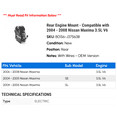 thumbnail image 2 of Rear Engine Mount - Compatible with 2004 - 2008 Nissan Maxima 3.5L V6 2005 2006 2007, 2 of 2