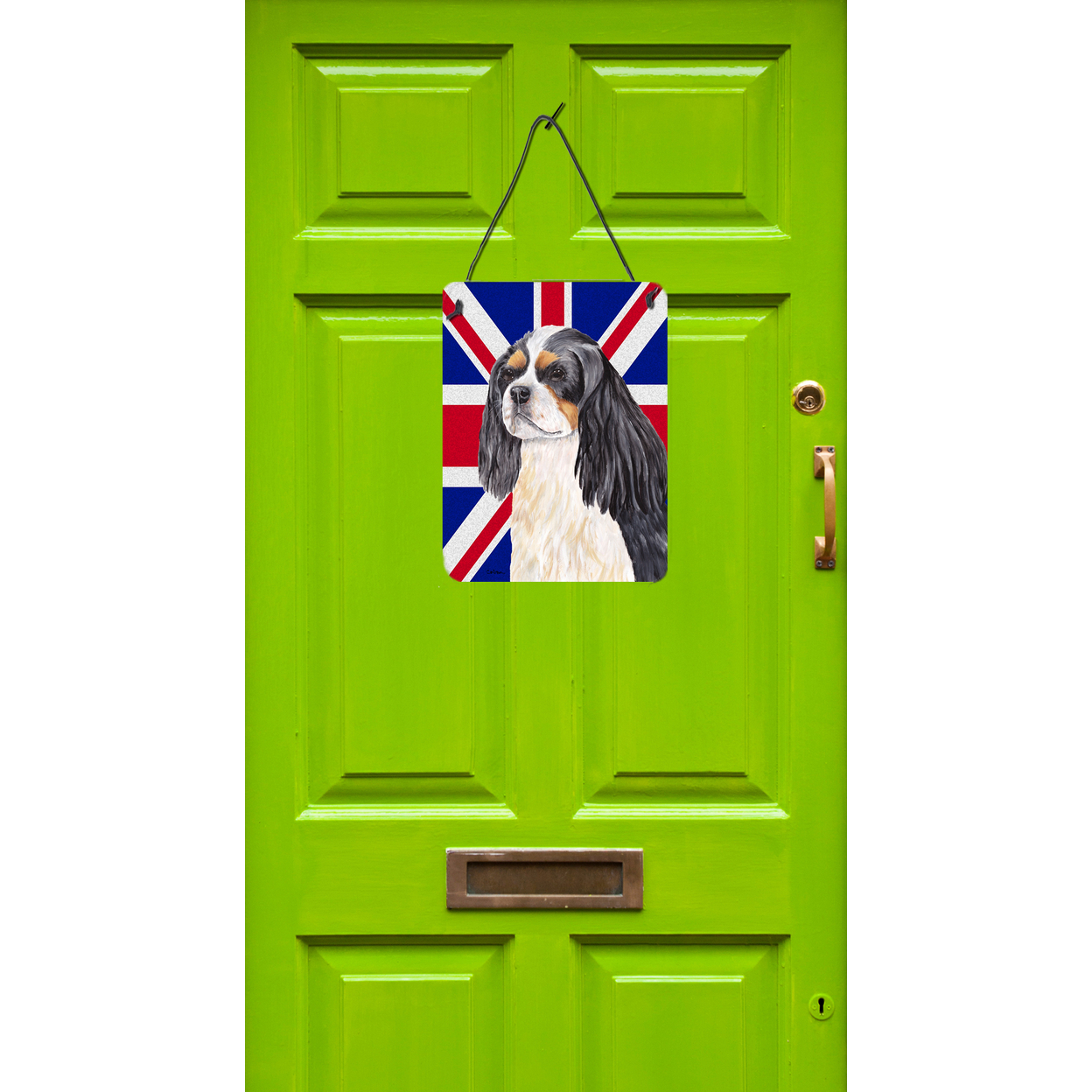 Carolines Treasures SC9848DS1216 Cavalier Spaniel with English Union Jack British Flag Wall or Door Hanging Prints