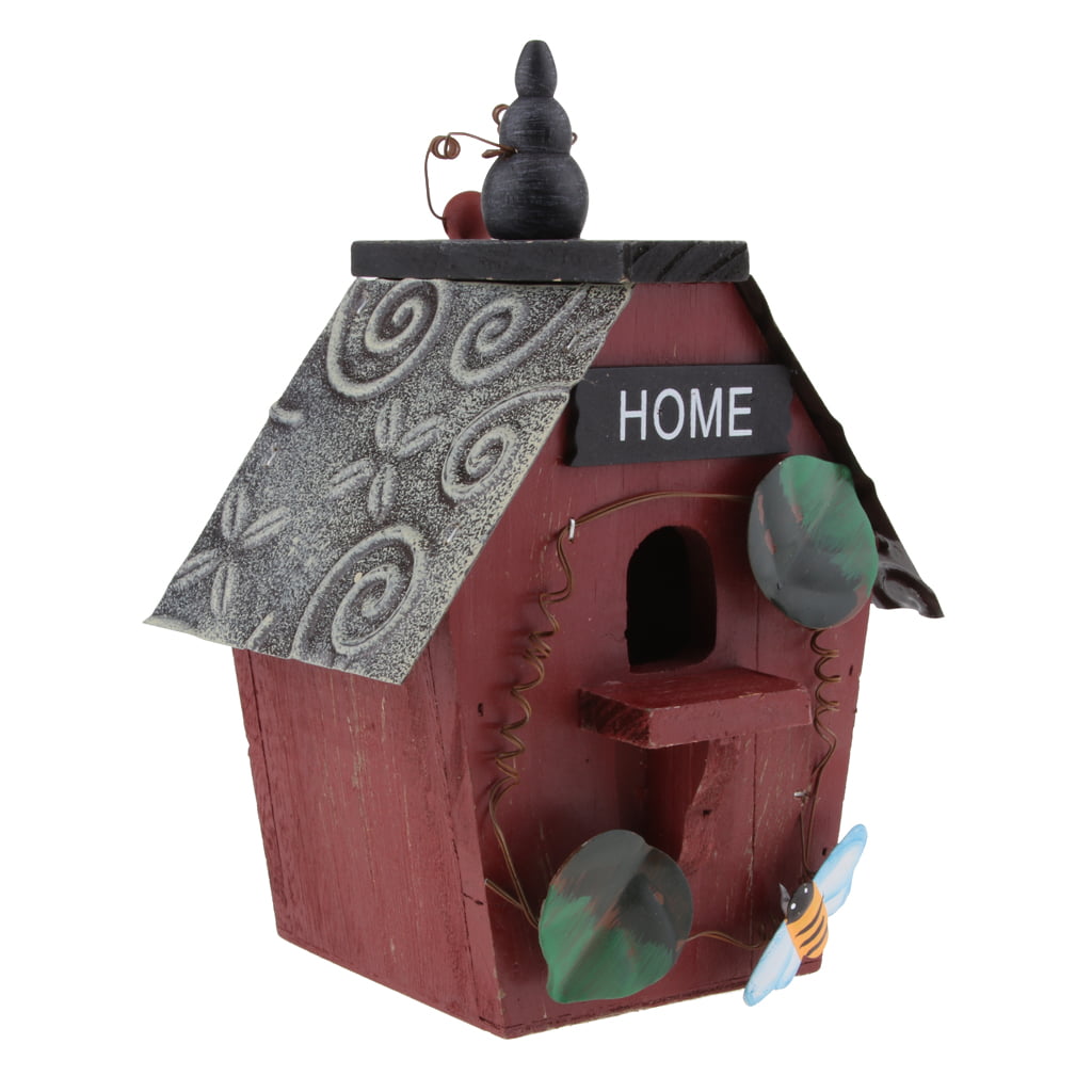2 x Decorative Bird House with Flower Ladybug,2 Types Jute Cord 