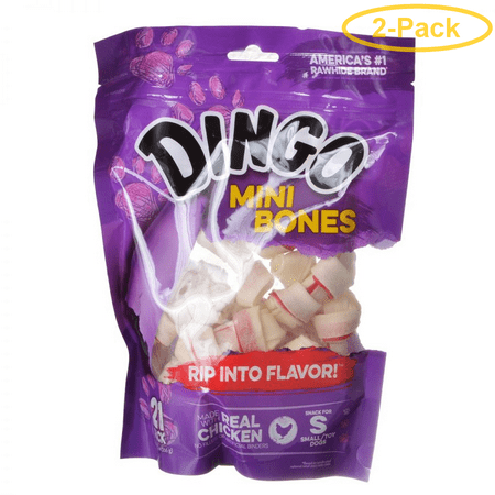 Dingo Meat in the Middle Rawhide Chew Bones Mini - 2.5 (21 Pack) - Pack of