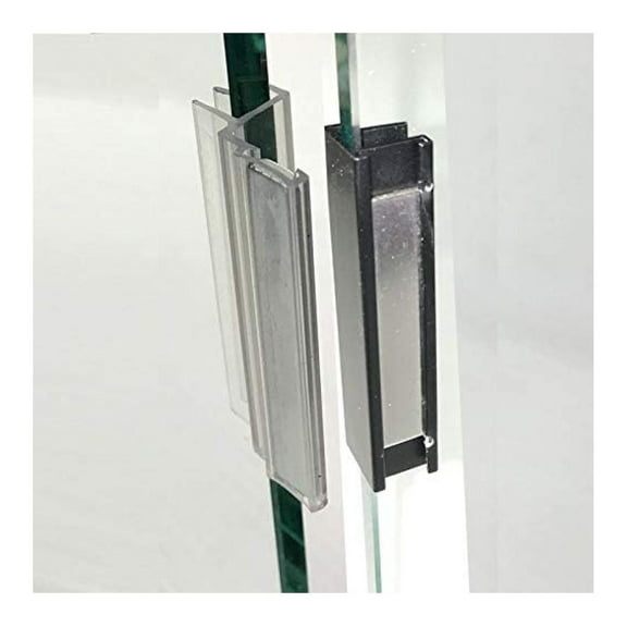 Shower Door U-Channel with Magnet & Strike Plate - 3/8" Glass - Clear Polycarbonate & Dark Bronze - Inline Hinged/Fixed Panel - 3" Length - Includes Aluminum U-Channel