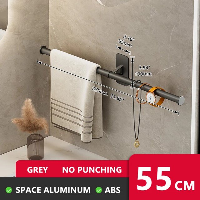 Soporte autoadhesivo para toallero de baño sin perforaciones, estante de toalla montado en la pared, accesorios de cocina para baño, colgador de toallas