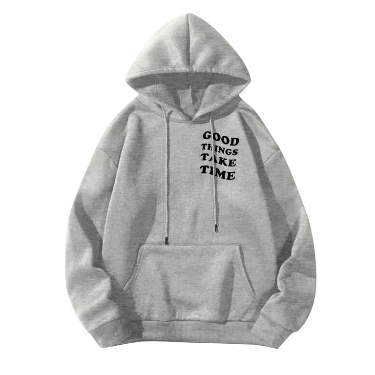 Bibifish Mens Hoodies Autumn Letter Print Drawstring Long Sleeve