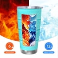 thumbnail image 6 of Fotbe Turquoise Wooden Pattern 20 oz Tumbler Stainless Steel Vacuum Insulated Coffee Ice Cup Double Wall Travel Flask Leak-proof Coffee Cup-Straw Three-piece Set, 6 of 8