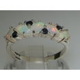 thumbnail image 3 of LBG British Made 925 Sterling Silver Natural Opal & Sapphire Womens Eternity Ring - Size 4.75 - 33 size options, 3 of 7