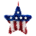 thumbnail image 2 of Red White Blue Patriotic Tinsel Wreath, 4th of July Festive Shaped Hanging Ornament, American Flag Inspired Decor for Front Door, Wall, Window, Independence Day and Patriotic Celebration, 2 of 7