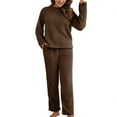thumbnail image 4 of Previn Women's Cute Fuzzy Pajama Set Fleece Fuzzy Pj Soft Long Sleeve Stretchy Comfy Casual Pant Warm 2 Piece Warm Winter Plush Sleepwear Coffee Large, 4 of 4