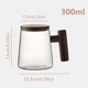 thumbnail image 2 of Tazas de té resistentes al calor para el hogar de 300 ML con mango de tapa de madera para agua, leche, café Nuez Macarena Taza transparente, 2 of 7