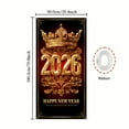 thumbnail image 3 of Happy New Year Door Cover Black and Gold Banner for Party Decorations Crown Balloon Backdrop Sign for Photo Booth Prop Wall Decor (B), 3 of 8