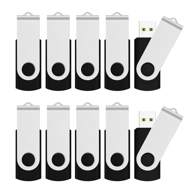 Juanwe 10 Unidades De 16 Gb A Granel Usb 2.0 Unidad Flash Unidad De Memoria Usb 2.0 Memoria Usb Plegable Con Diseño De Llavero Portátil Pen Drive Negro