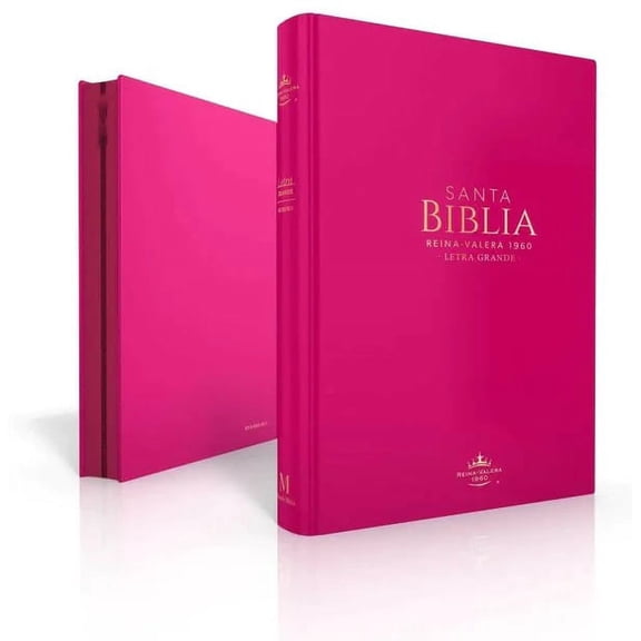 Biblia RVR 1960 Letra Grande Tamaño Manual Símil Piel Fucsia con Cierre