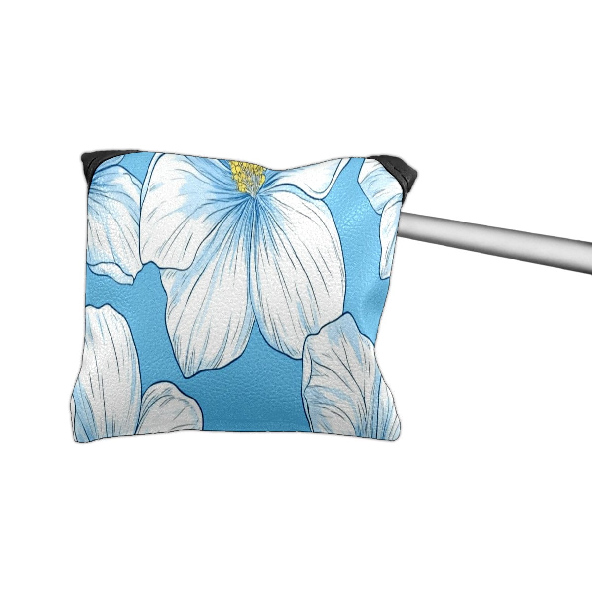 Golf Mallet Putter Cover Premium Leather Golf Putter Head Cover with Magnetic Closure Golf Cover for Men and Women White Lily