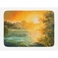 thumbnail image 1 of Country Bath Mat, Pastel Color Sunset on the Lake in Fall Autumn Scenery in Retro Art Drawing, Non-Slip Plush Mat Bathroom Kitchen Laundry Room Decor, 29.5 X 17.5 Inches, Green Orange Blue, Ambesonne, 1 of 2