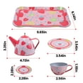 thumbnail image 4 of EagleStone Tea Party Set for Girls Pretend Play Strawberry Tin Teapot Set, 13-Piece, Pink Tea Set for Kids Toddlers, 4 of 8