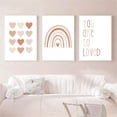 thumbnail image 2 of 3pcs set of unframed pink heart wall art, You Are So Loved canvas painting, cartoon rainbow poster, nursery quote art print, modern bohemian wall picture, suitable for Youngsters's room, Youngsters', 2 of 4