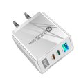 thumbnail image 1 of 3 puertos PD Type-C+QC3.0 Cargadores de pared de teléfono de carga rápida para iPhone 14 (blanco EE. UU.), 1 of 6