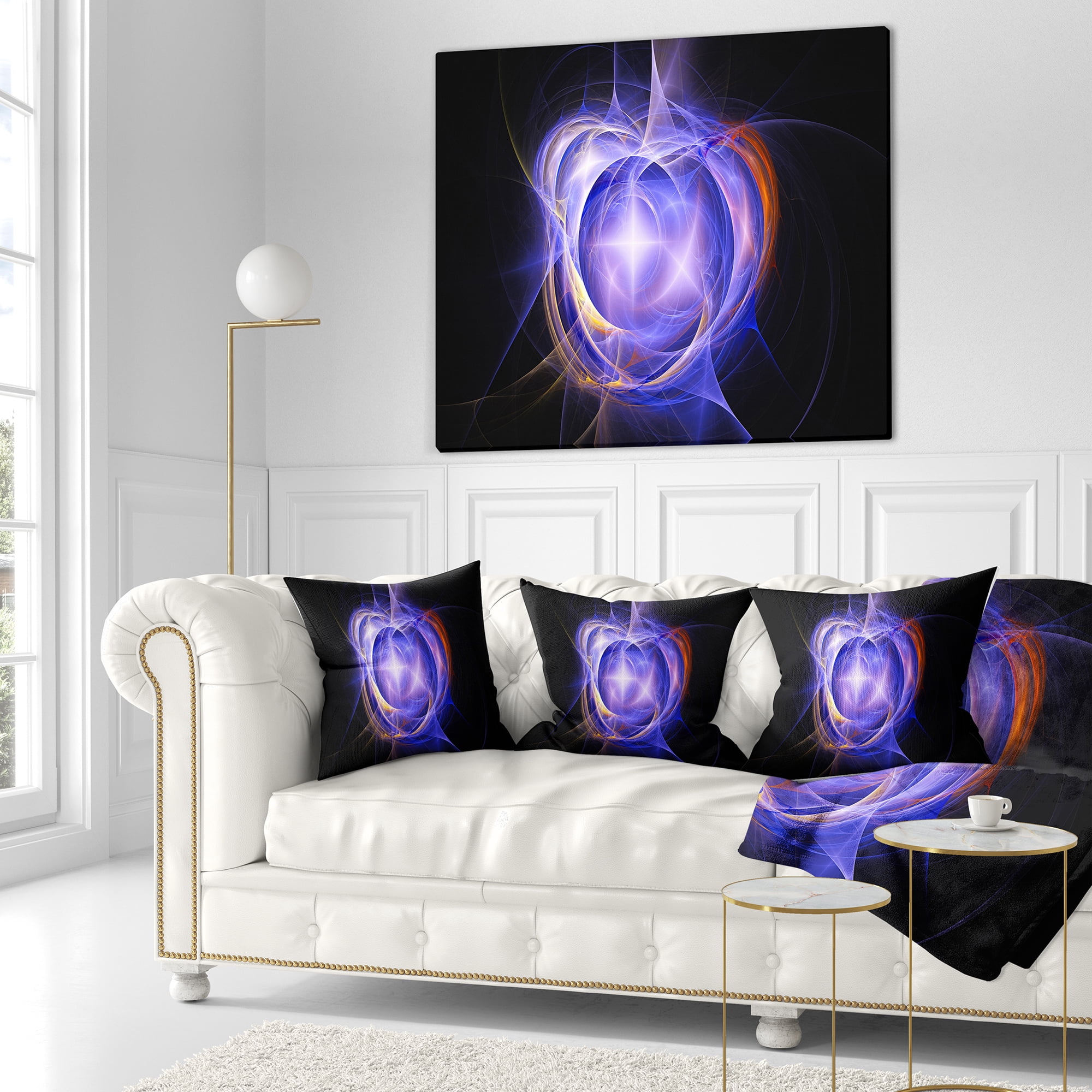 Designart Supernova Explosion Blue - Abstract Throw Pillow - 18x18