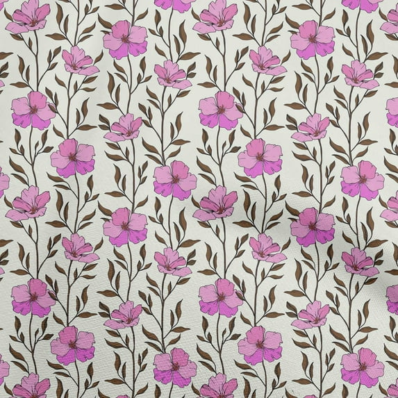 oneOone Cotton Poplin Light Pink Fabric Floral Sewing Fabric By The Yard Printed Diy Clothing Sewing Supplies 42 Inch Wide