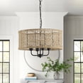 thumbnail image 5 of Aiwen 4-Light Rattan Pendant Light Fixture Cylinder Shade Rustic Kitchen Island Hanging Lighting, 5 of 10