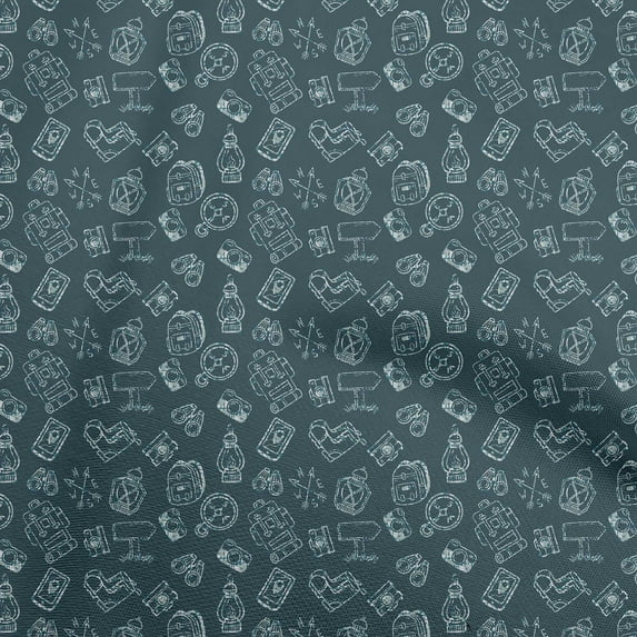 oneOone Cotton Cambric Dark Teal Green Fabric Travel Sewing Fabric By The Yard Printed Diy Clothing Sewing Supplies 42 Inch Wide