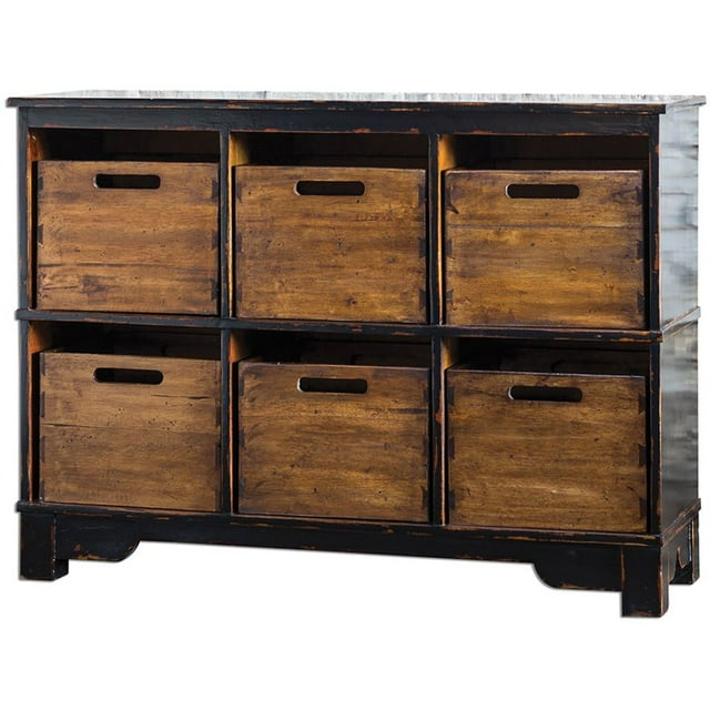 Uttermost Ardusin Transitional Wood Hobby Cupboard in Black Finish