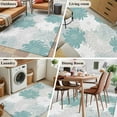 thumbnail image 5 of Turquoise White Floral Area Rug 4x6 FT, Non Slip Kids Room Carpet, Elegant Chrysanthemum Farmhouse Washable Soft Floor Carpet Non-Shedding Throw Rug for Dorm Kitchen Study Room Home Office Bedside, 5 of 9
