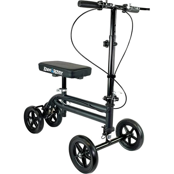 Economy Knee Scooter - Steerable, Foldable, Dual Brakes, for Surgery Recovery and Injuries, Black