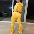 thumbnail image 6 of larppty Women's Velour Tracksuit Set - Zip-Up Hoodie & Wide Leg Cotton Blend Y2K Sweatsuit（Yellow， XXL）, 6 of 6