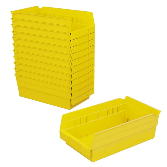 Akro-Mils Shelf Bins Plastic Organizer for Tools Craft Supplies, 12"x6"x4", Yellow, 1 Pack