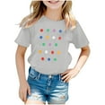 thumbnail image 2 of Girls Short Sleeve T-Shirts Kids Summer Tops Crewneck Tees 5-14 Years, Casual Soft Basic Tee Top Blouse Playwear Apparel, 2 of 4