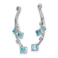 thumbnail image 2 of 14k White Gold Diamond and Blue Topaz Dangle Earring Jackets 14k White Gold Earrings, 2 of 2