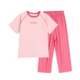 thumbnail image 2 of Cethrio Girls' Pajama Sets Short Sleeve, Knitted Casual 2 Piece Summer Girls' Sleepwear Pink Size 7-8 T, 2 of 4