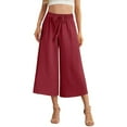 thumbnail image 6 of Paiwinds Women's Summer Linen Blend Solid Color Capris with Pockets, Elastic Waist, Straight Leg 7/8 Length Casual Pants, Lightweight Breathable, Multiple Colors., 6 of 9