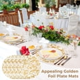 thumbnail image 3 of 12 PCS Disposable Dining Plate Mats, Golden Bowl Tableware Place Mat Pads Set, 13 Inches Round Foil Mesh Pressed Table Doilies, Metallic Thin Mesh Table Mats for Dining Table Wedding Birthday, 3 of 6
