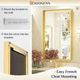 thumbnail image 6 of Keonjinn Brushed Gold Vanity Mirror, 24 x 36 inch Metal Framed Rectangular Mirror for Bathroom, Modern Vanity Mirror Wall-Mounted, 6 of 7