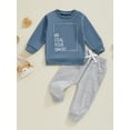 thumbnail image 2 of Suealasg Toddler Boys Fall Clothes 6M 12M 18M 2T 3T Infant Baby Boys Letters Print Long Sleeve Sweatshirts Long Pants 2Pcs Autumn Clothes Set, 2 of 7