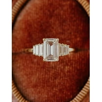 vylahjewellery 2.5 Carat Engagement Ring - Emerald Cut - Moissanite Diamond Wedding Ring - Classic Plated White Gold Ring - Handmade Ring