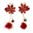 thumbnail image 5 of 1pair Classical Hair Clips Floral Pompom Tassel Hair Clip Vintage Hair Pin Hanfu Hair Barrette Hair Accessories for Women Girls Ladies (Red), 5 of 5