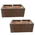 thumbnail image 3 of Sunnydaze 21.5" x 11.5" x 9.25" Rectangle Brown Polyrattan 2-Section Indoor Planter 2-Count, 3 of 10