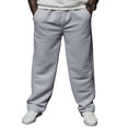 thumbnail image 4 of LWavelet Men's Vertical Striped Wide Leg Joggers - Drawstring Waist Soft Fabric Trendy Casual Daily Pants Light Gray M, 4 of 4