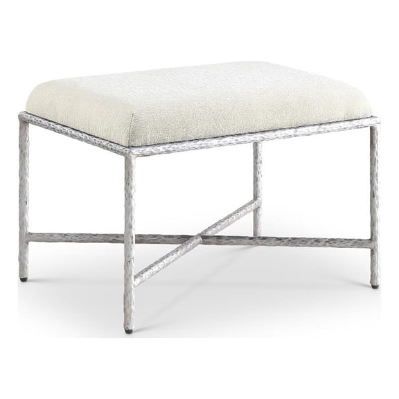 Meridian Furniture Valley Cream Chenille Fabric Bench