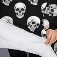 thumbnail image 3 of Oversized Wearable Blanket Hoodie,Black White Skull Pattern Sherpa Blanket Hoodie with Super Pockets,Super Warm Fuzzy Pullover for Women & Men, 3 of 6
