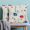 thumbnail image 2 of 4th of July Pillow Covers 16x16 Inch 2 Pcs, Spring Watercolor Red Blue Flower Decorative Throw Pillows,Plant Floral Leaf Summer Seasonal Outdoor Decor Pillowcase Cushion Cover for Couch Sofa, 2 of 6
